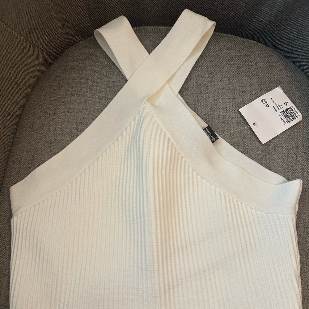 Forever 21 high neck white ripped top